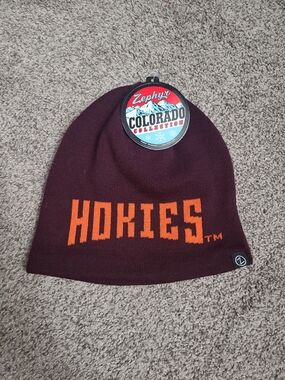 Zephyr Maroon Beanie with Orange HOKIES Logo